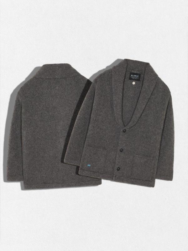 シルク混カシミアショールカラーカーディガ...