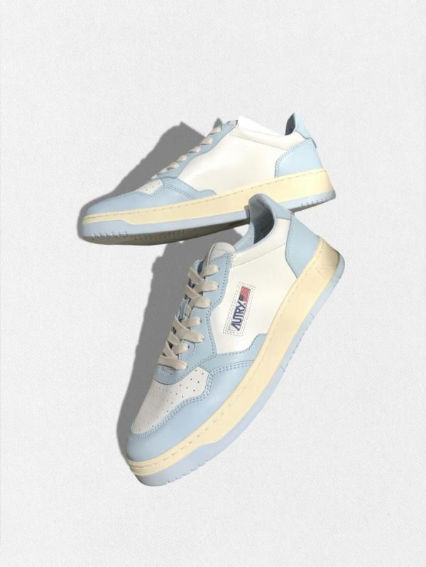 バイカラーレザースニーカー