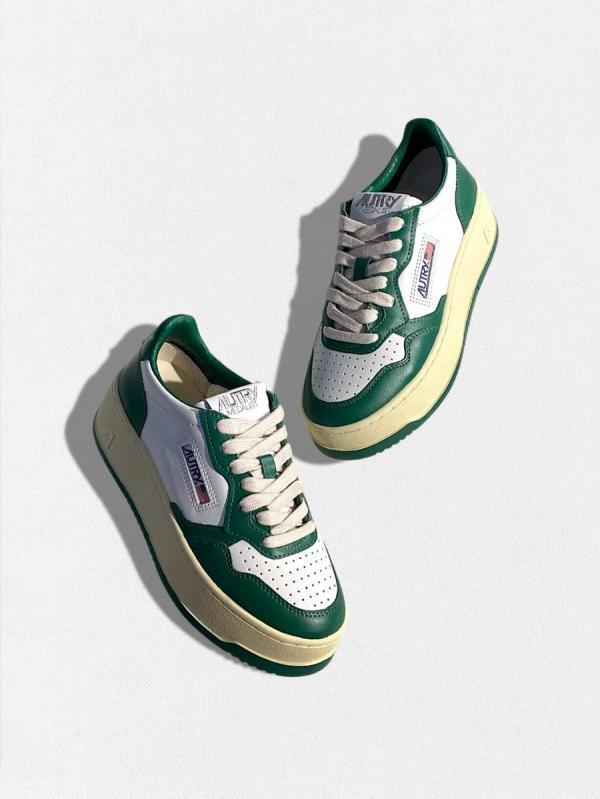 厚底レザーコンビネーションスニーカー