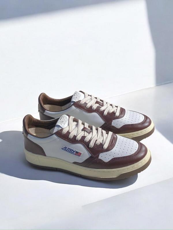 バイカラーレザーローカットスニーカー