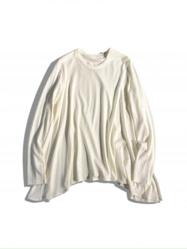 クルーネックウールニットチュニック