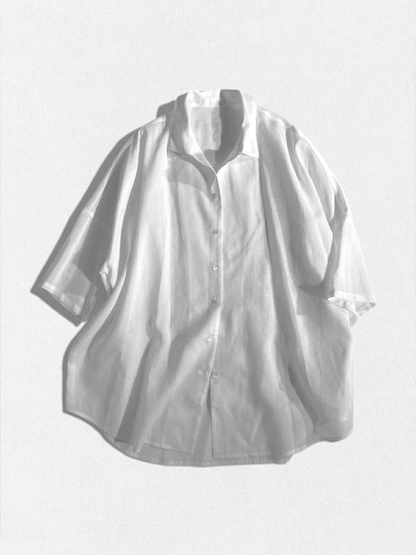 ハーフスリーブリネン混シャツ