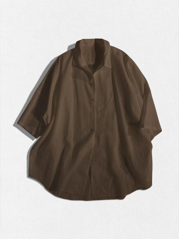 ハーフスリーブリネン混シャツ