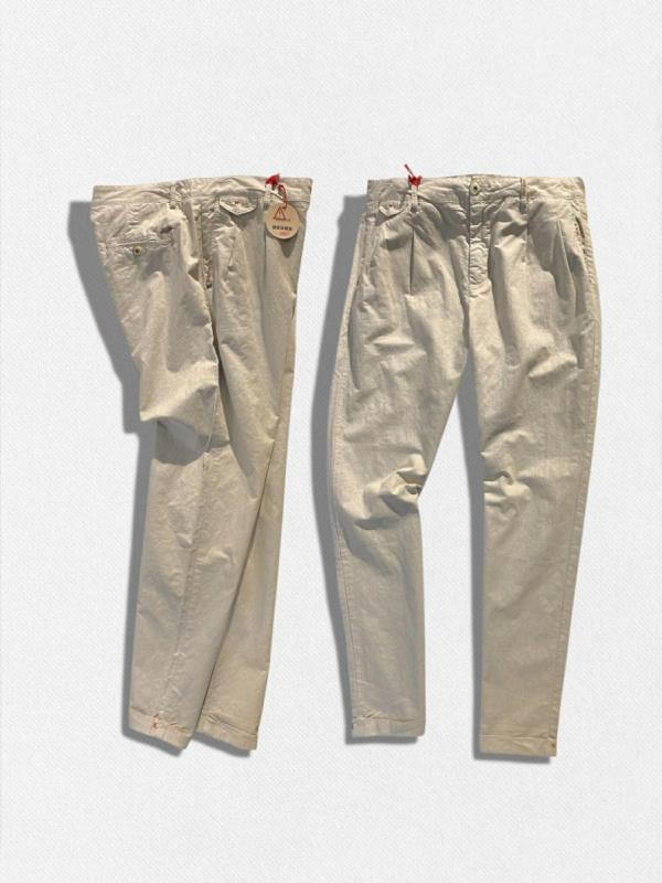 リネン混コットンスラックスパンツ