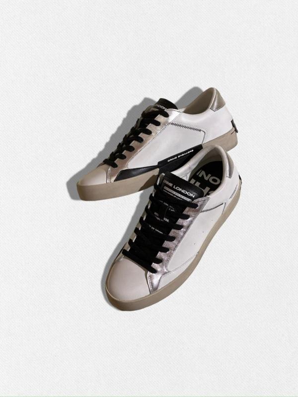 ホワイト×シルバーレザーダッドスニーカー