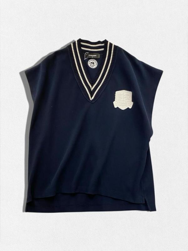 ワッペン付きピケ地ジレ