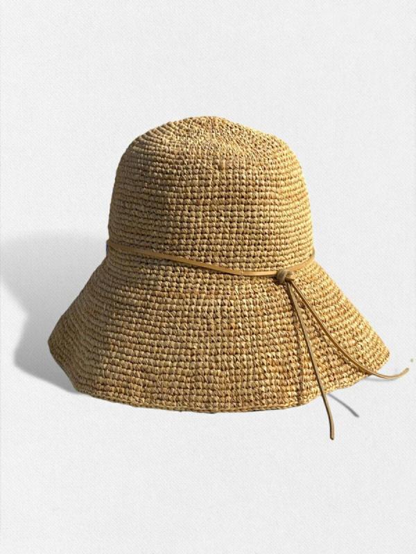 レザーロープ天然ラフィアハット