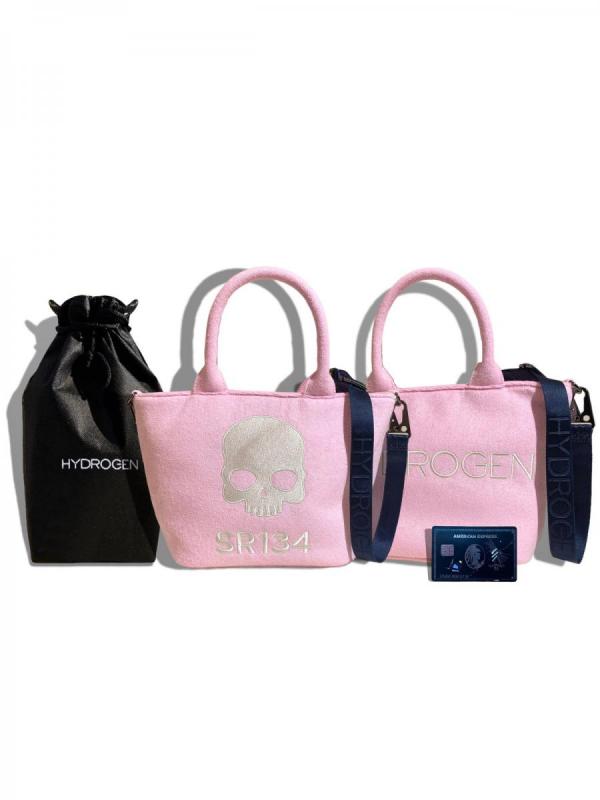 スカル＆ロゴ刺繍パイル地トートバッグ