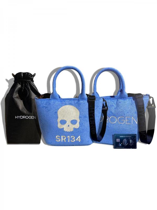 スカル＆ロゴ刺繍パイル地トートバッグ