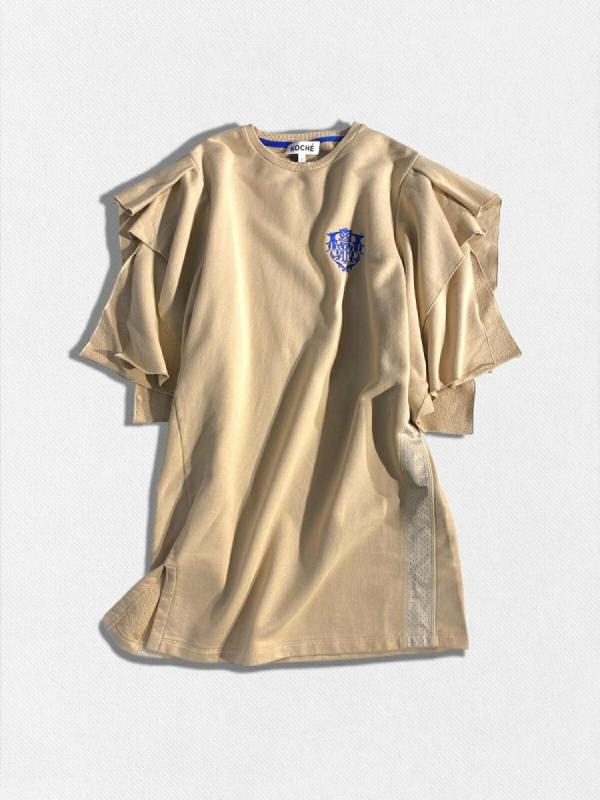 エンブレム刺繍袖フリルスウェットワンピー...