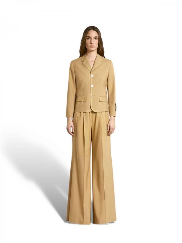 トロピカルウール製フレアワイドパンツ