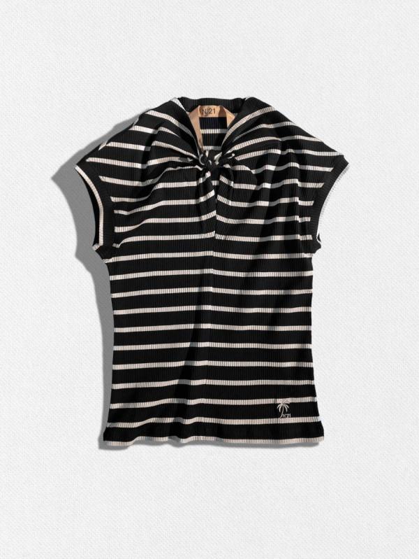 ボーダーネックデザインTシャツ