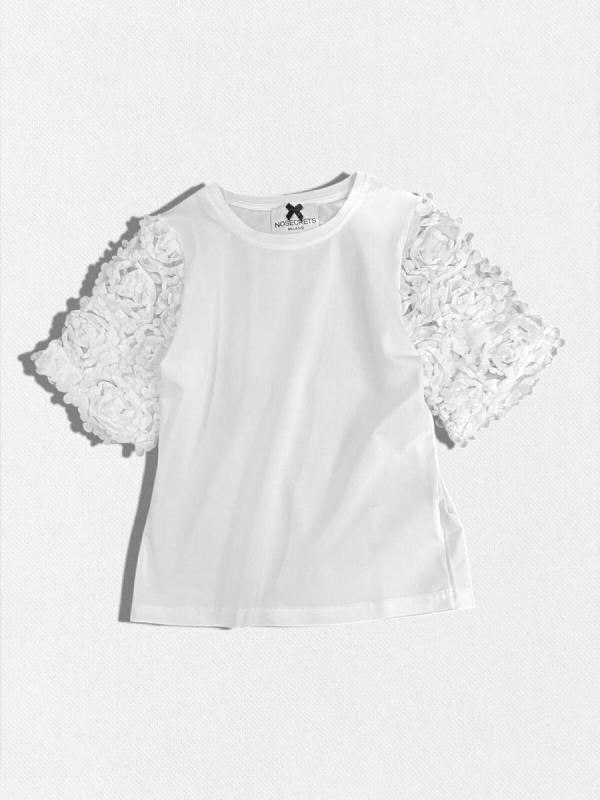 フラワーモチーフクルーネックTシャツ