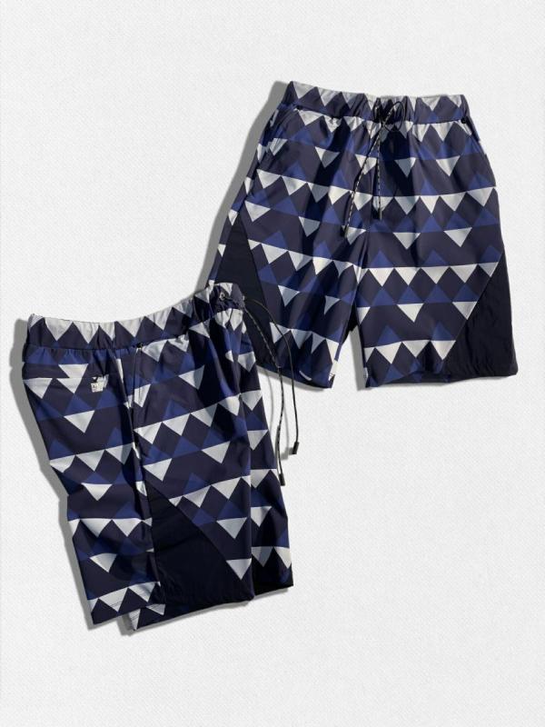ジオメトリック柄ナイロンショートパンツ