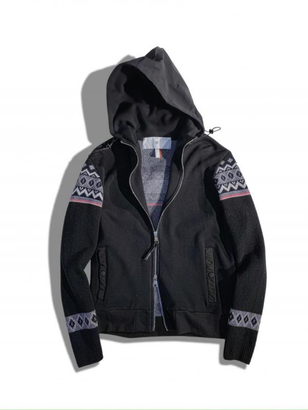 ノルディック柄ダブルジップフーディ