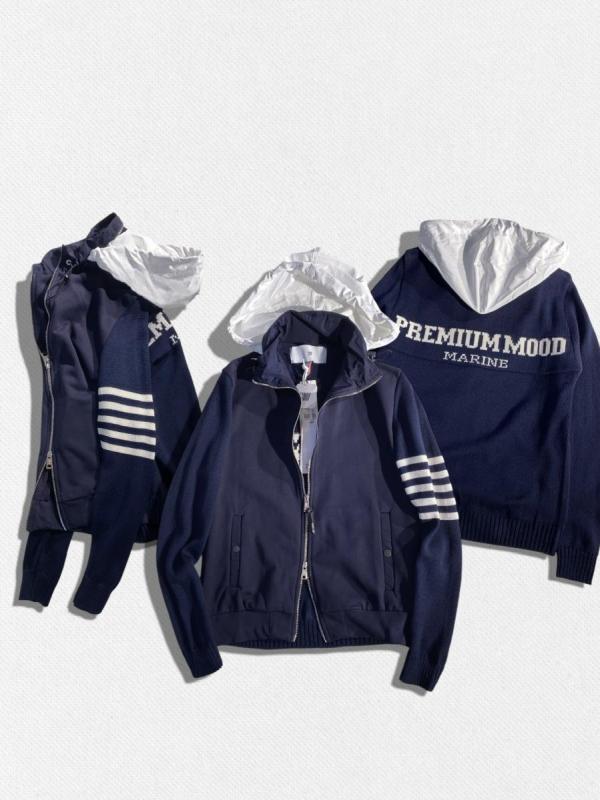 ウール混ニットコンビジップパーカー