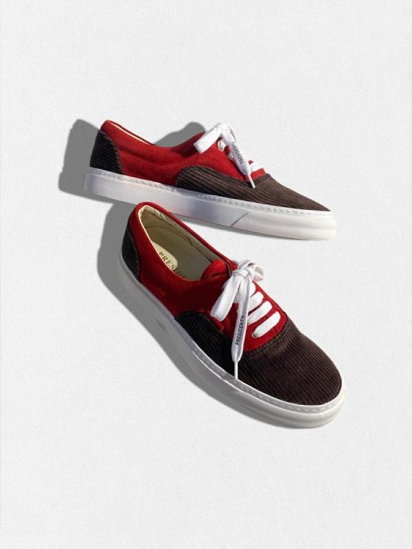 コーデュロイコンビレザースニーカー