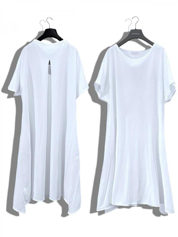 ハーフスリーブクルーネックワンピース