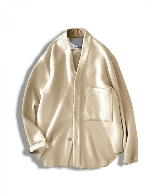 ノーカラーウールジャケット