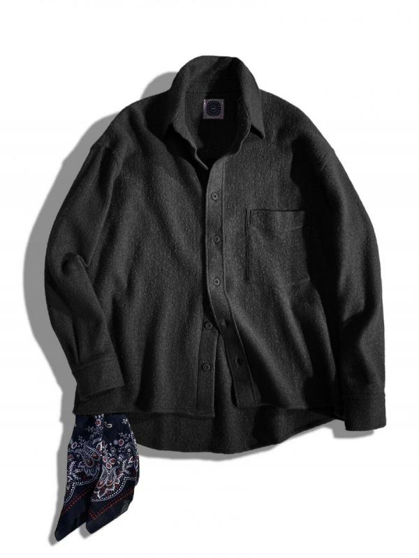 バンダナ付きカシミア混ウールシャツジャケ...