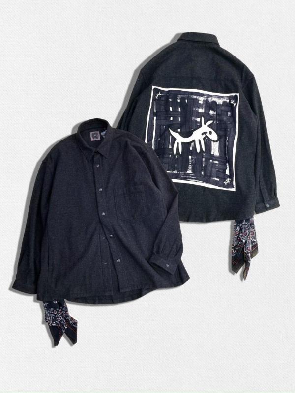 バンダナ付ウールカシミヤシャツ