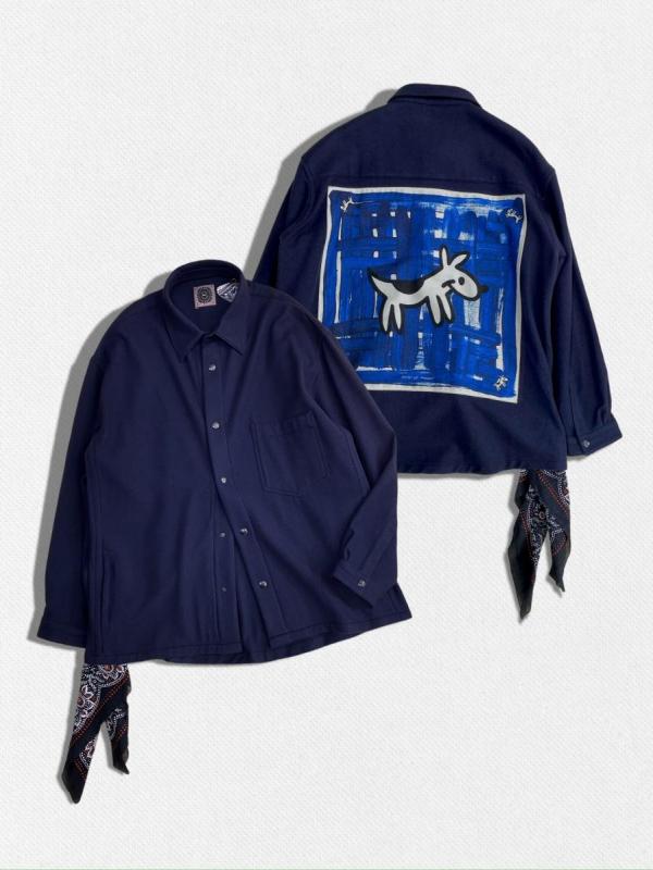 バンダナ付ウールカシミヤシャツ