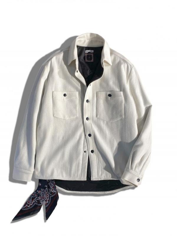 バンダナ付きカシミア混ウールシャツジャケ...