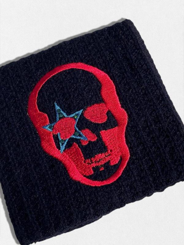 スカル刺繍リストバンド