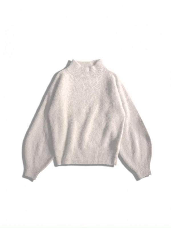 ハイネックカシミア混フォックスニット