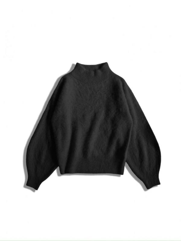 ハイネックカシミア混フォックスニット