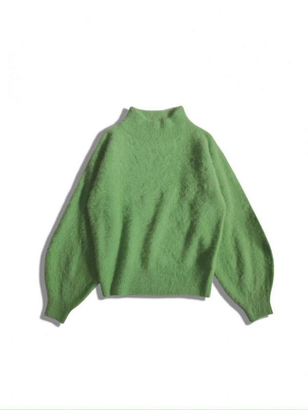 ハイネックカシミア混フォックスニット