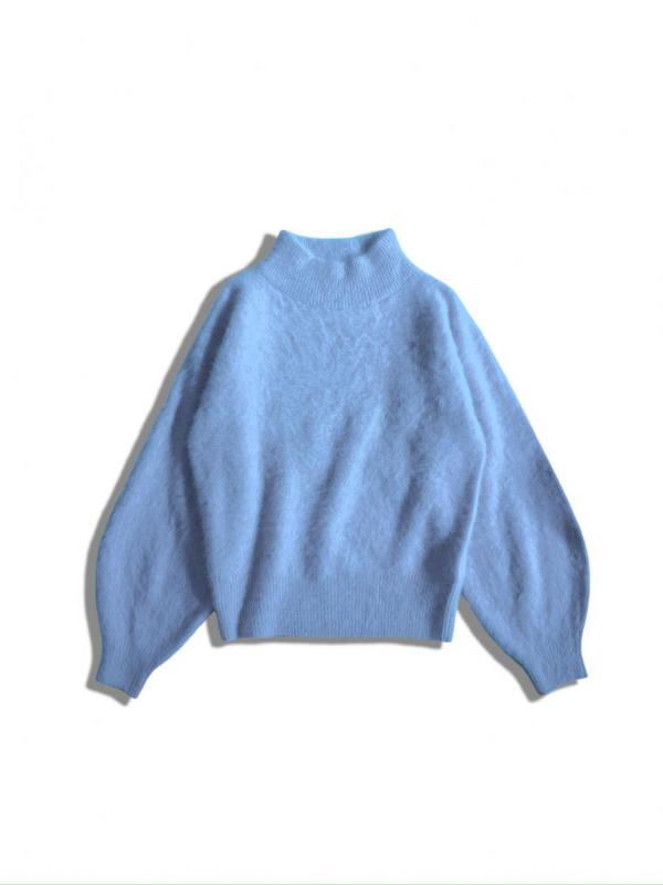 ハイネックカシミア混フォックスニット