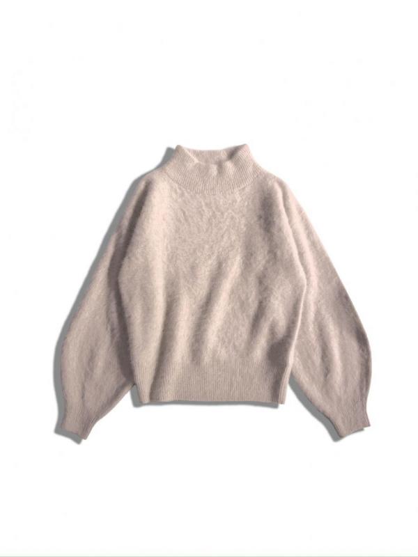 ハイネックカシミア混フォックスニット