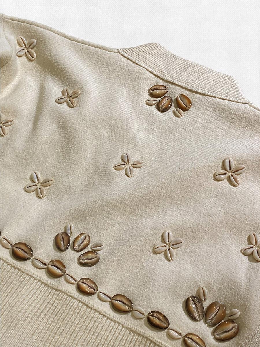 シェル刺繍シルクニットカーディガン
