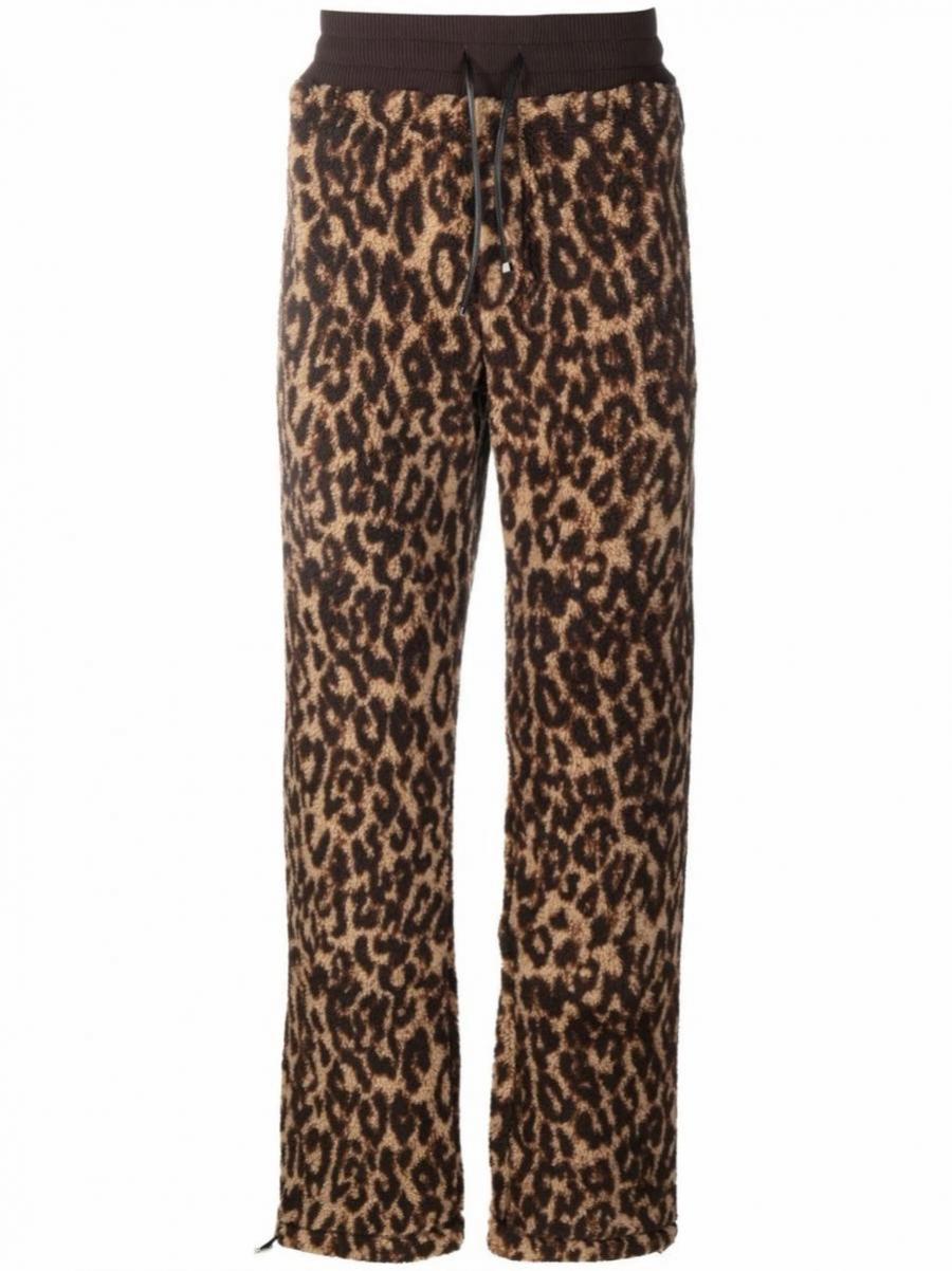 レオパード柄レザーコンビネーションボアパンツ