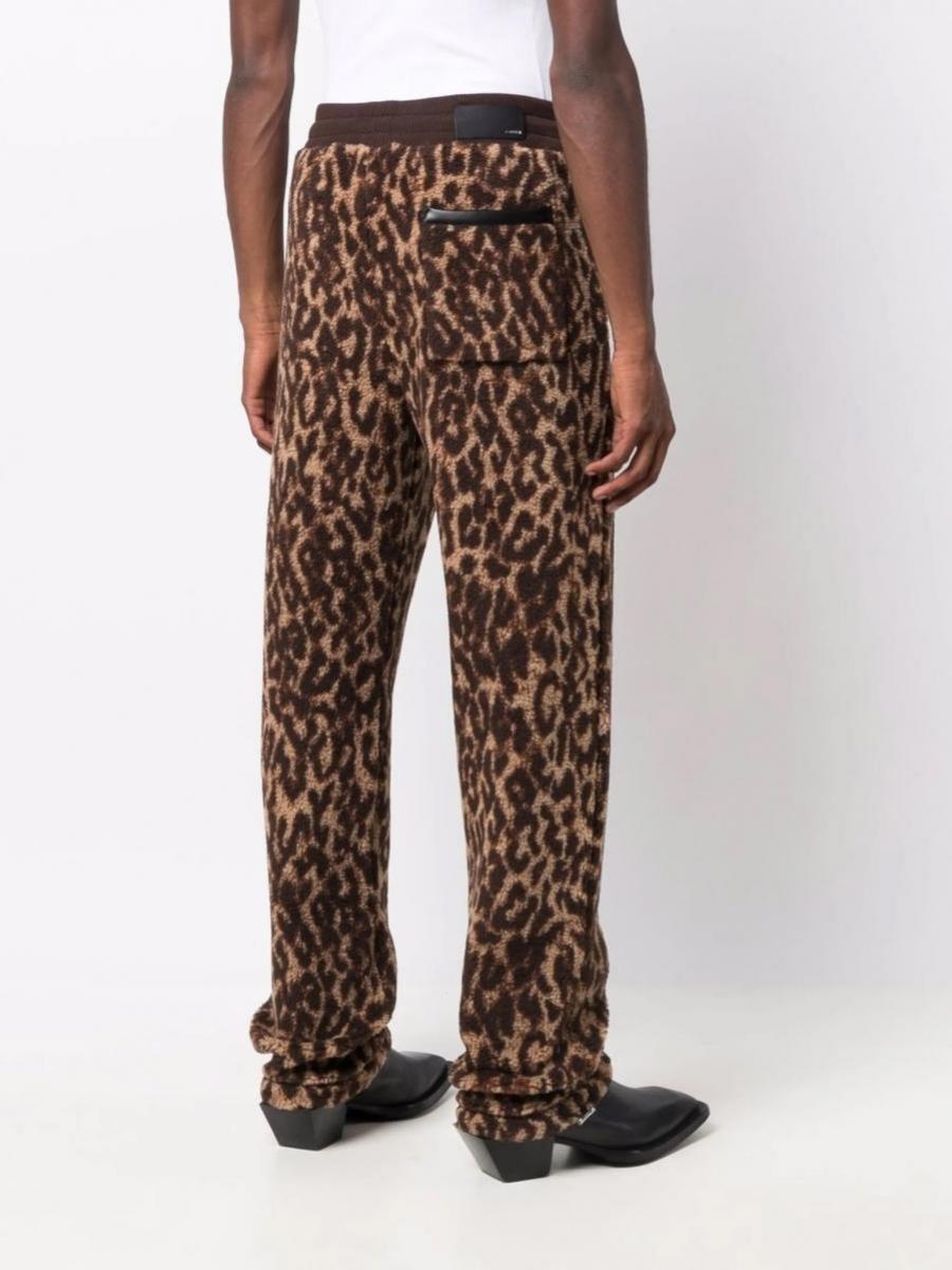 レオパード柄レザーコンビネーションボアパンツ