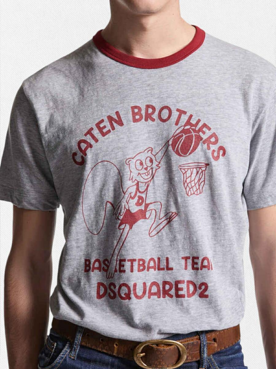 バスケットボールプリント半袖Tシャツ