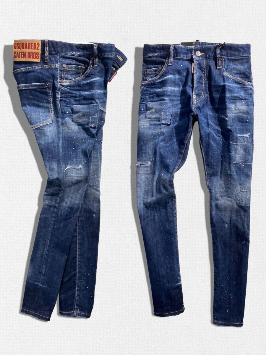 パッチワークデザインテーパードデニムパンツ《SKATER JEAN》
