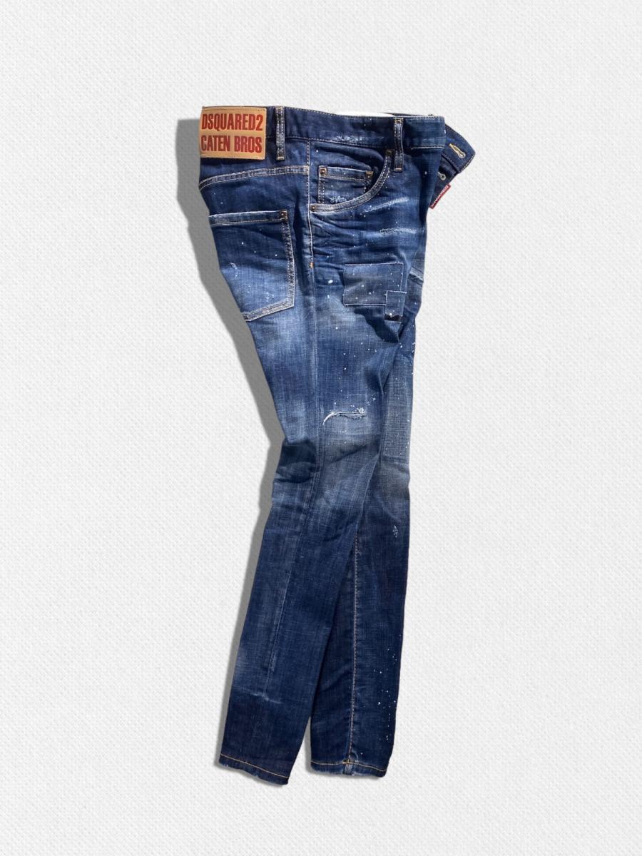 パッチワークデザインテーパードデニムパンツ《SKATER JEAN》