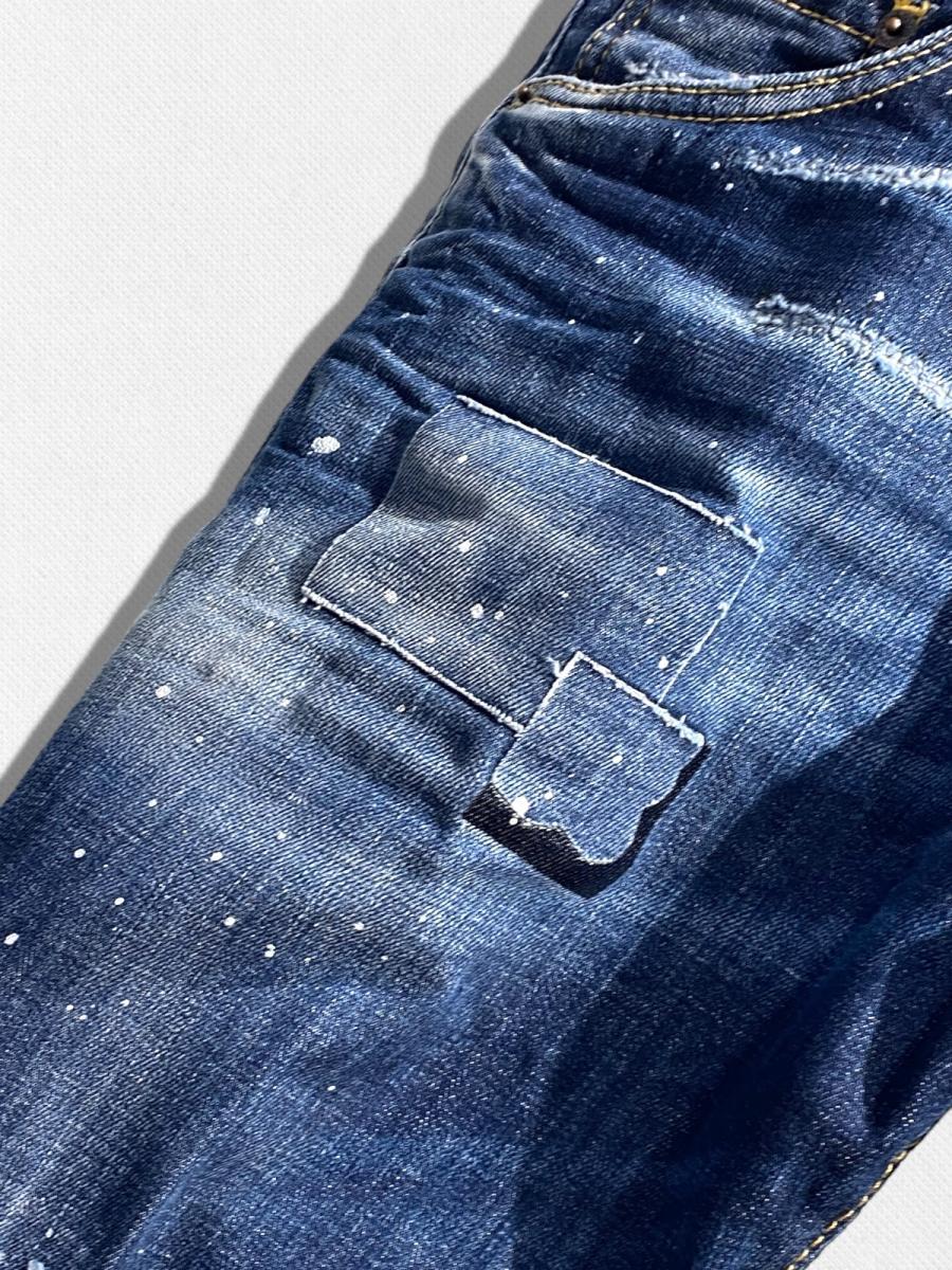 パッチワークデザインテーパードデニムパンツ《SKATER JEAN》