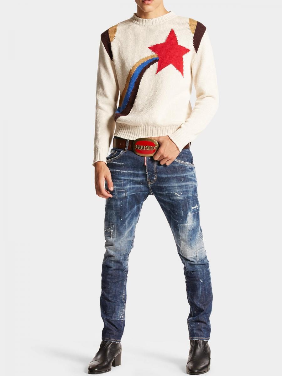 パッチワークデザインテーパードデニムパンツ《SKATER JEAN》