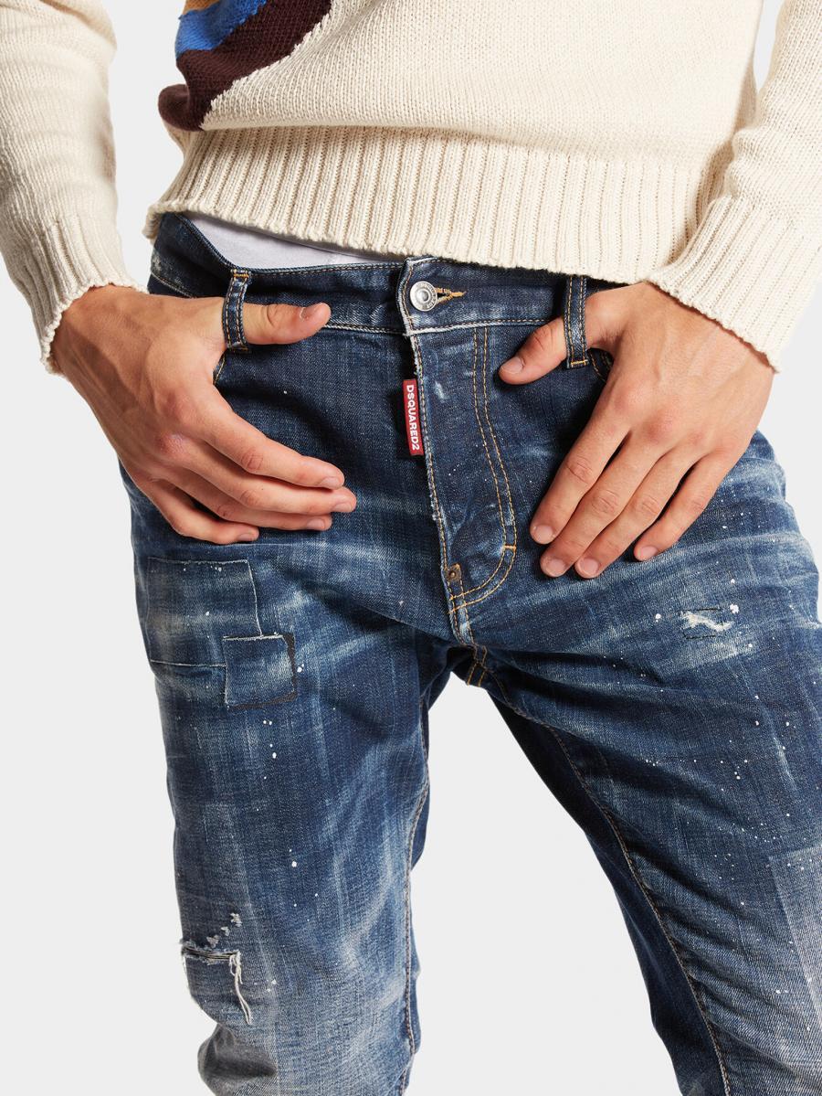 パッチワークデザインテーパードデニムパンツ《SKATER JEAN》