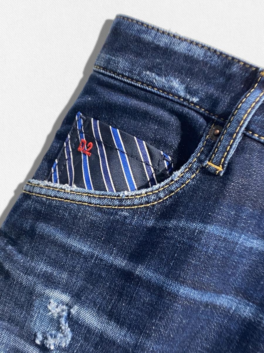 ダメージ＆ウォッシュ加工テーパードデニムパンツ《SKATER JEAN》