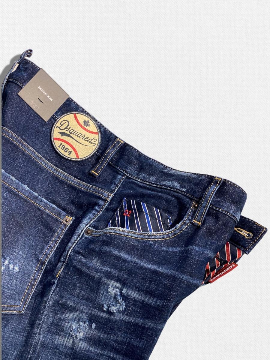 ダメージ＆ウォッシュ加工テーパードデニムパンツ《SKATER JEAN》