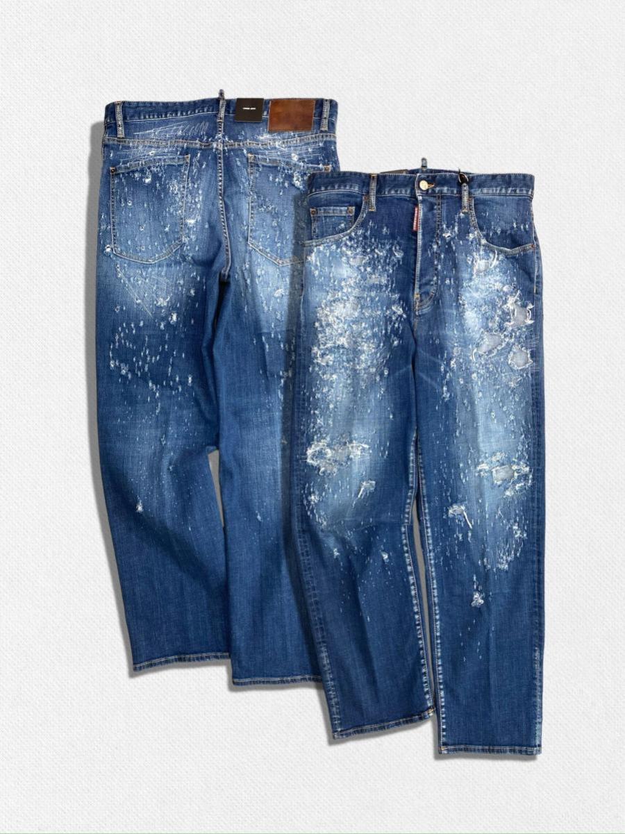 ダメージ＆リペア加工ストレートデニムパンツ《LOOSE JEANS》