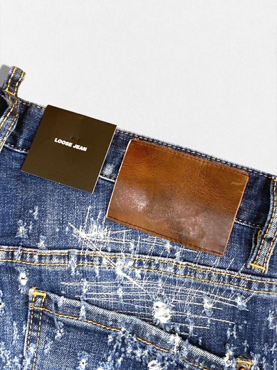 ダメージ＆リペア加工ストレートデニムパンツ《LOOSE JEANS》