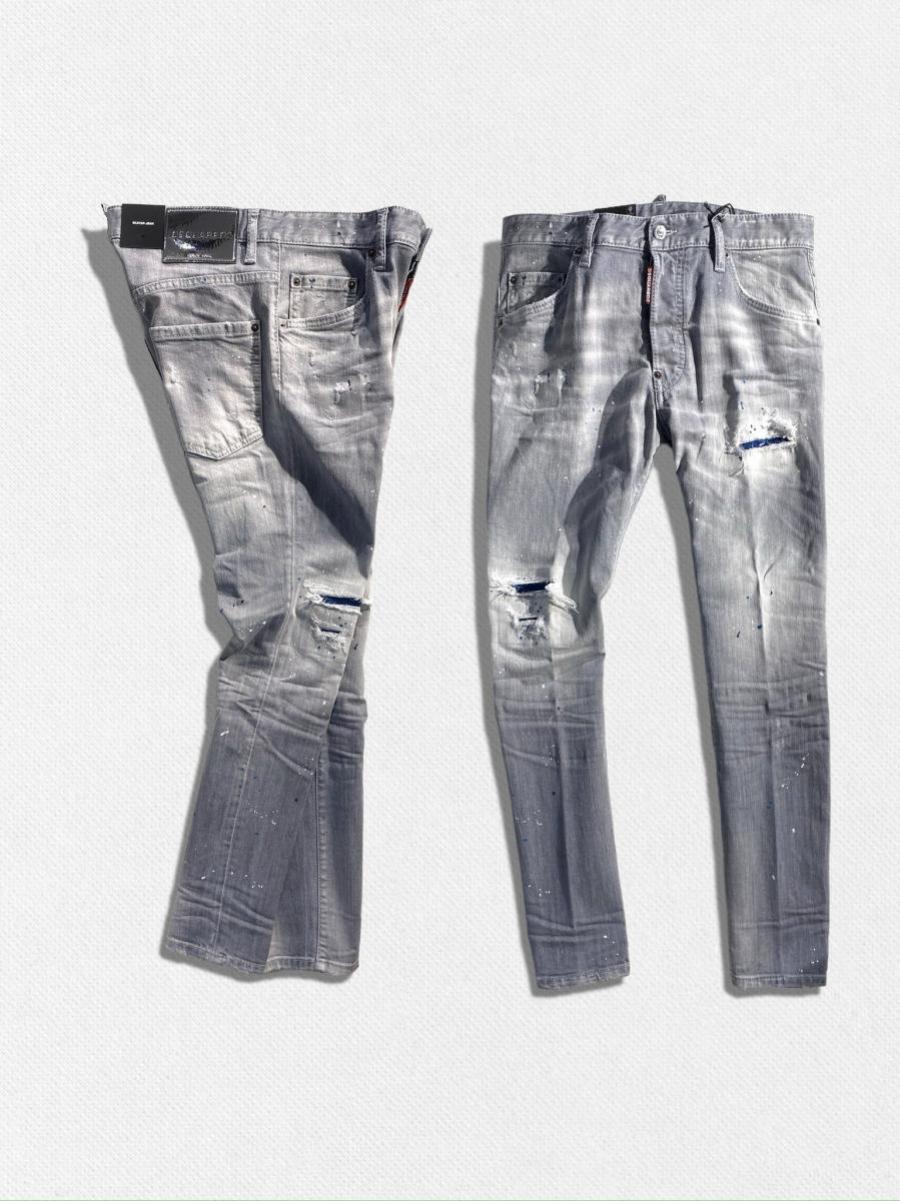 ダメージ＆リペア加工テーパードデニムパンツ《SKATER JEAN》