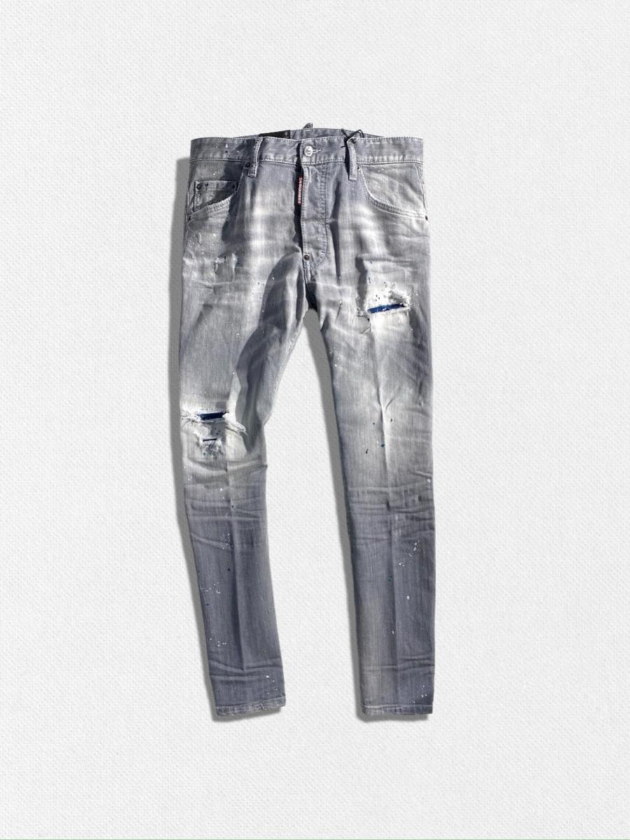 ダメージ＆リペア加工テーパードデニムパンツ《SKATER JEAN》