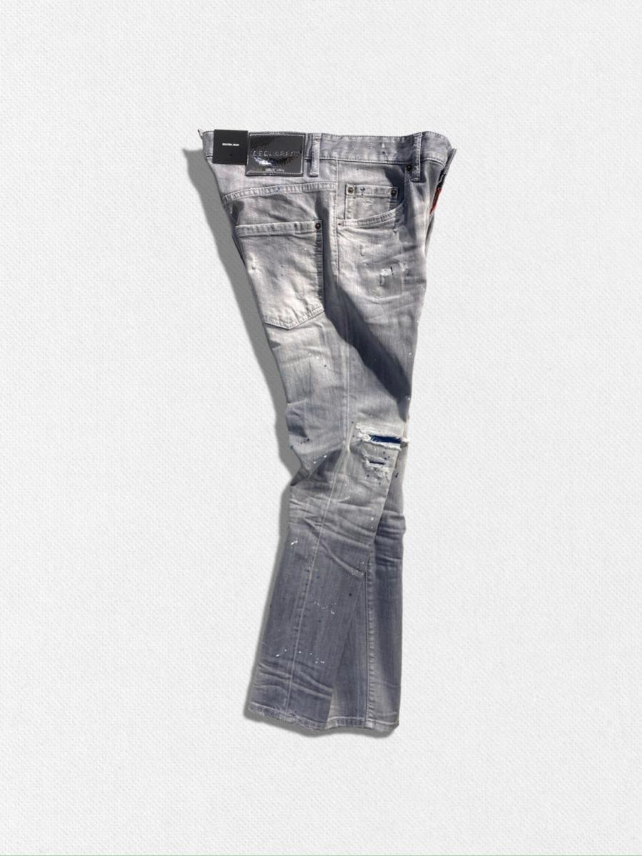 ダメージ＆リペア加工テーパードデニムパンツ《SKATER JEAN》