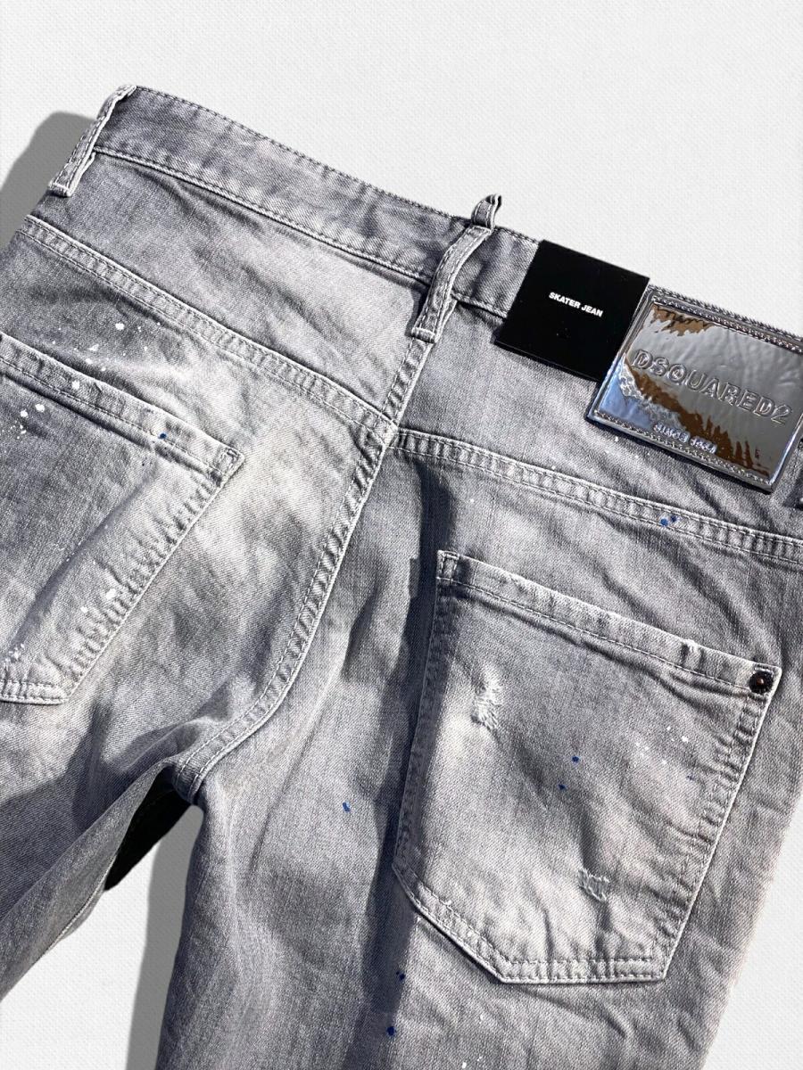 ダメージ＆リペア加工テーパードデニムパンツ《SKATER JEAN》